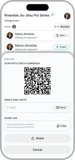 Coach Companion screen: Invite your crew