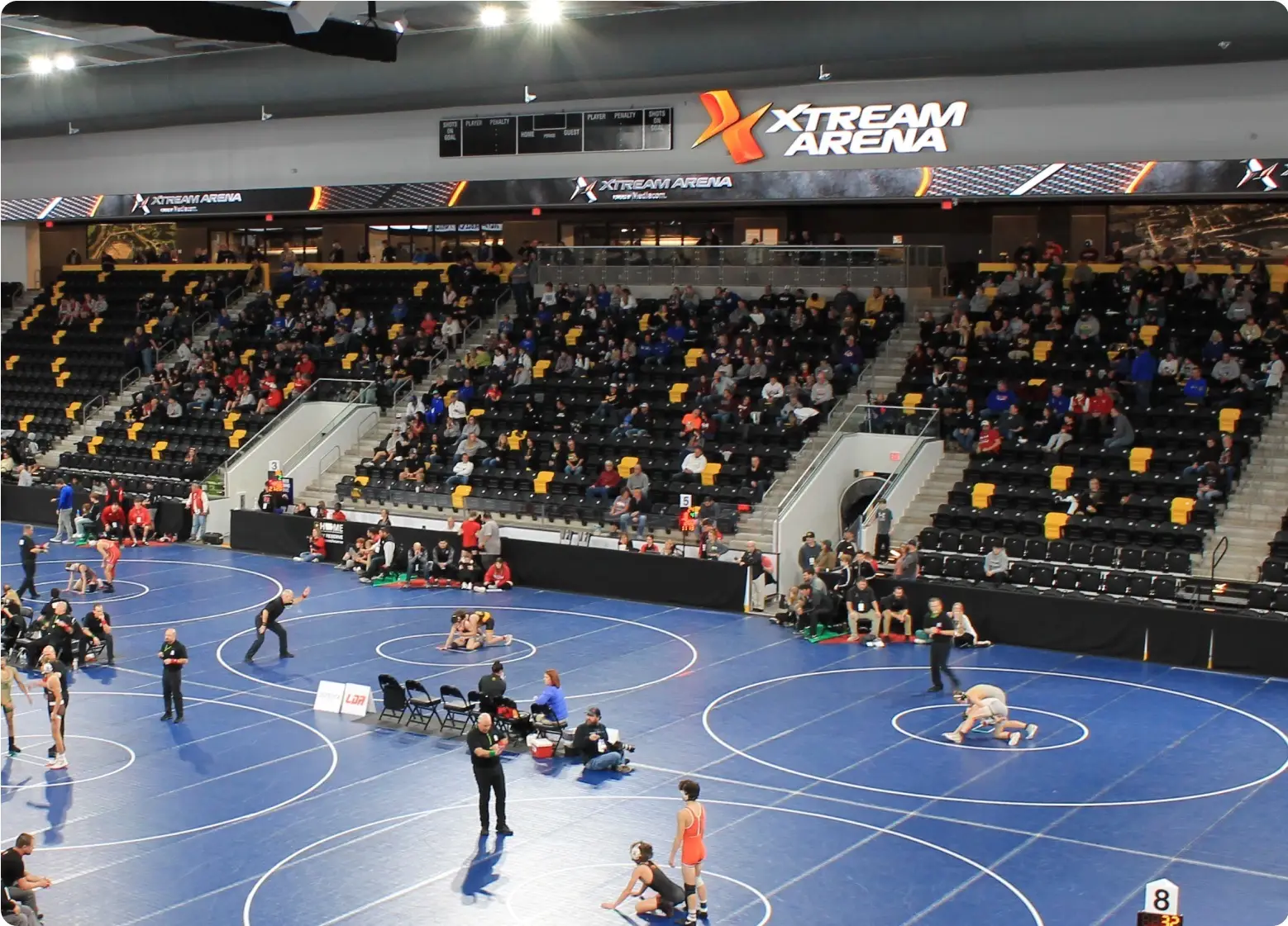Dan Gable Donnybrook wrestling arena with blue mats
